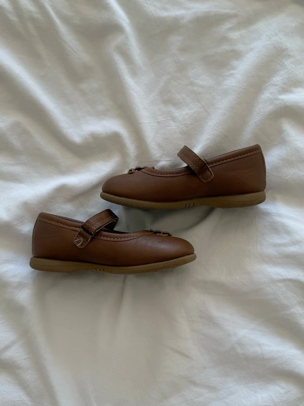 Rachel Shoes Flower Mary Jane Flats Cognac Brown Toddler Size 7M